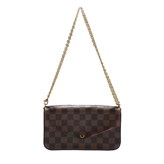 front of louis vuitton damier ebene pochette felicie