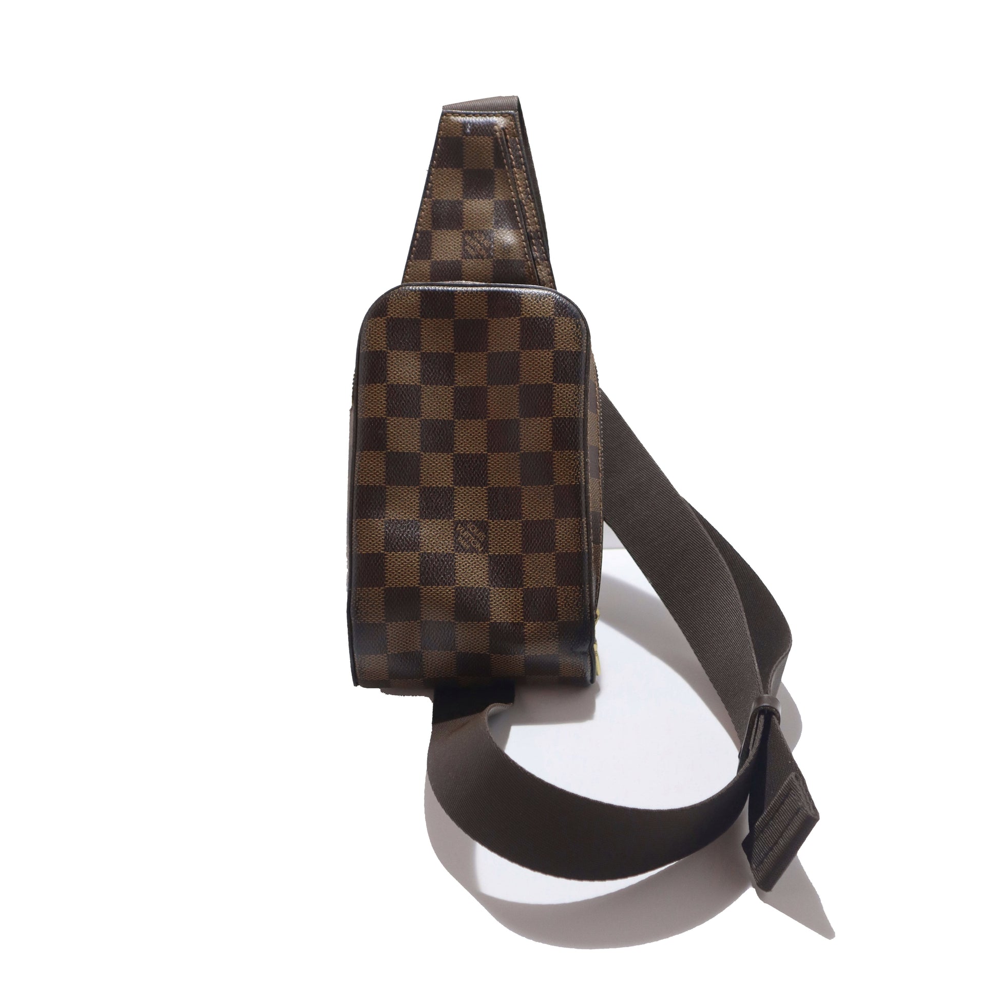 front of louis vuitton geronimos damier ebene cross body bag