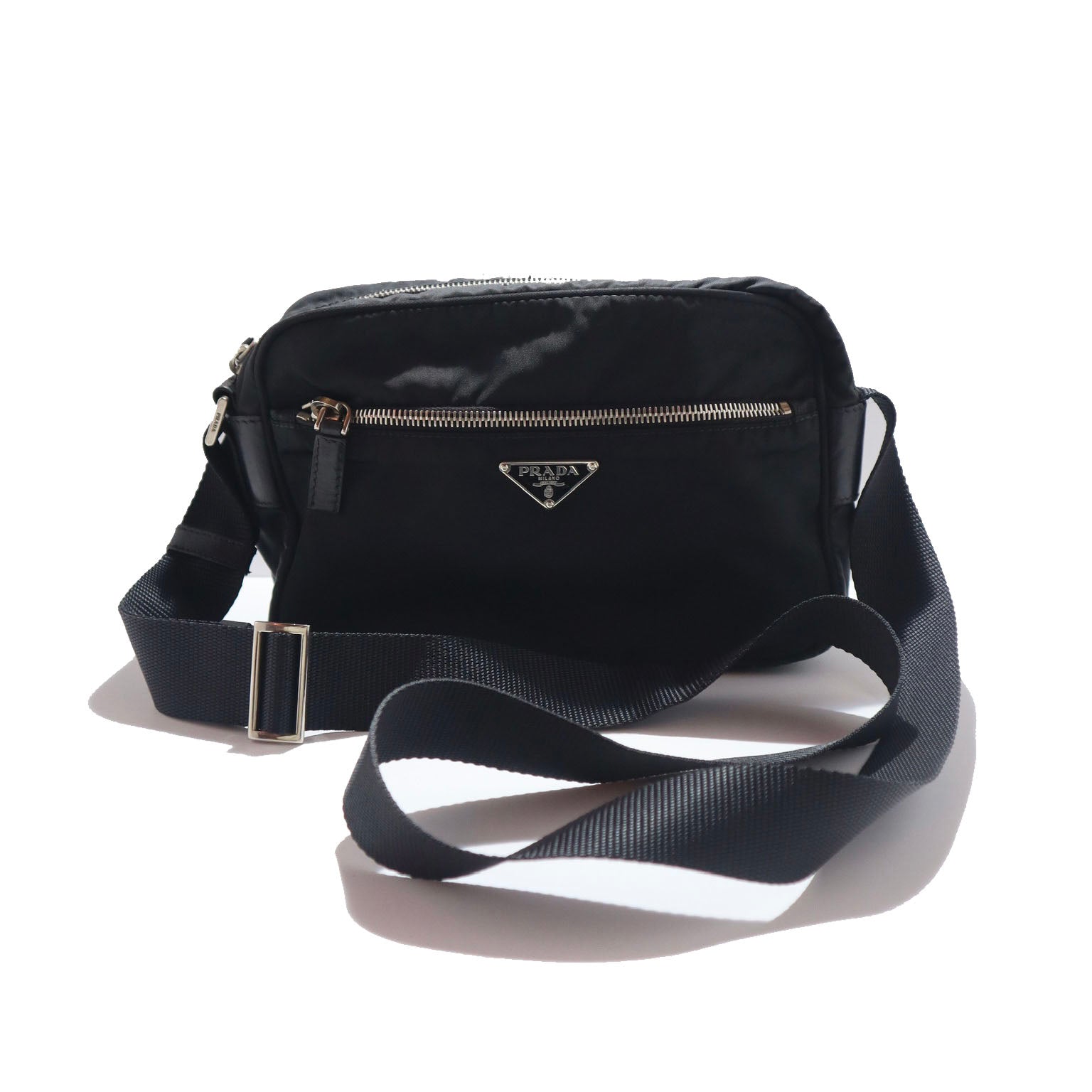 front of prada tessuto nylon cross body bag